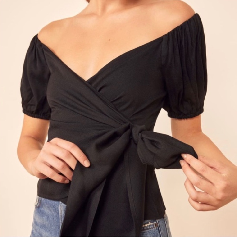 NWOT Reformation classy black wrap top | Lores Top